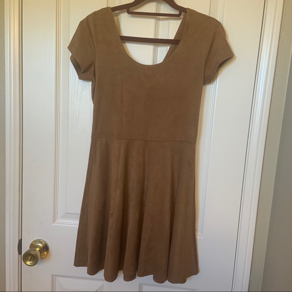 Derek Heart Suede Tan Dress